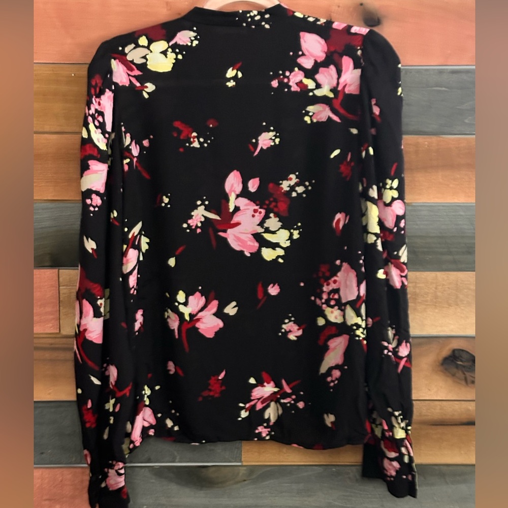 A.L.C. Rivera silk floral blouse in black and pink. - Picture 9 of 9